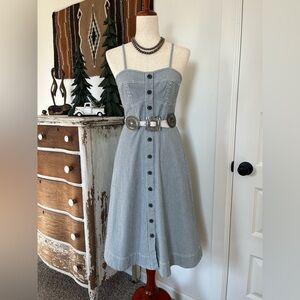 Universal Thread Striped Blue Button-Down Dress